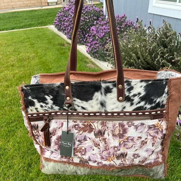 Myra Bag Bags Myra Bag Weekender Huge Floral Print Cow Print